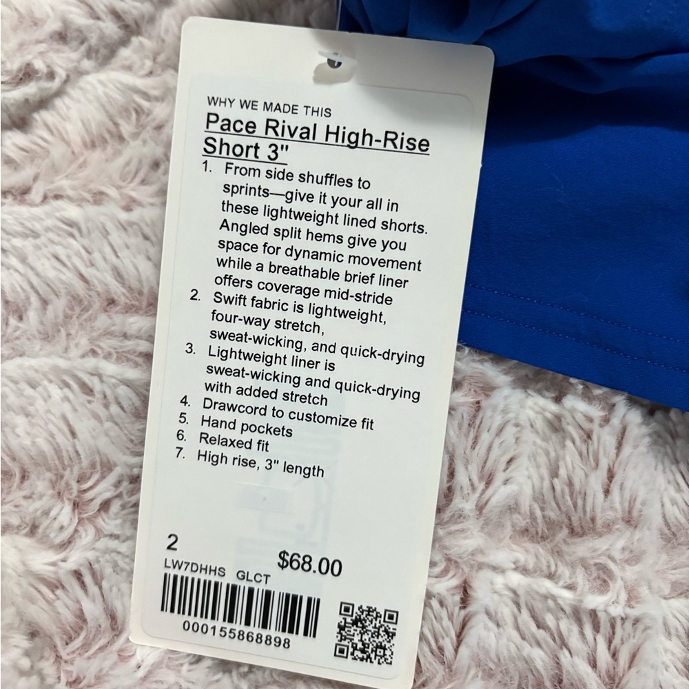 Blue Lululemon Pace Rival High-Rise Short 3" NWT - Picture 3 of 3